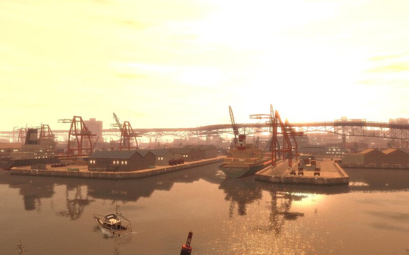 port at sunset