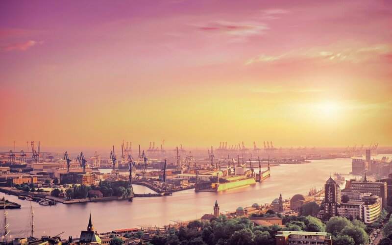 Port City at Sunset