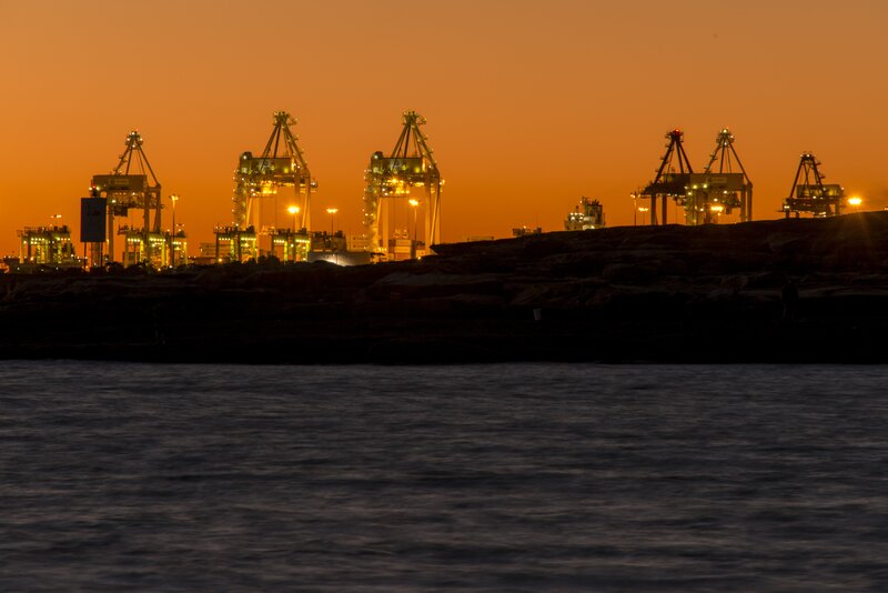 Port Cranes at Dusk