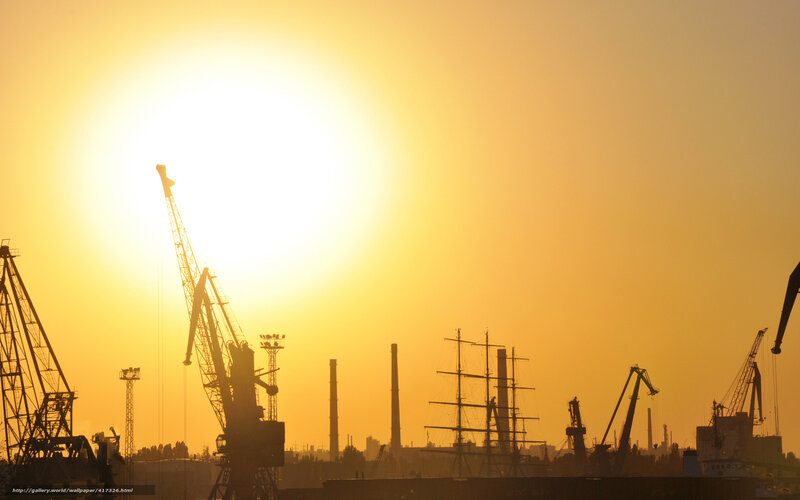 Port Cranes at Sunset