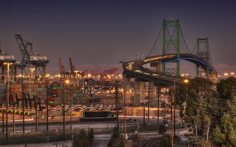 Port of Los Angeles at dusk