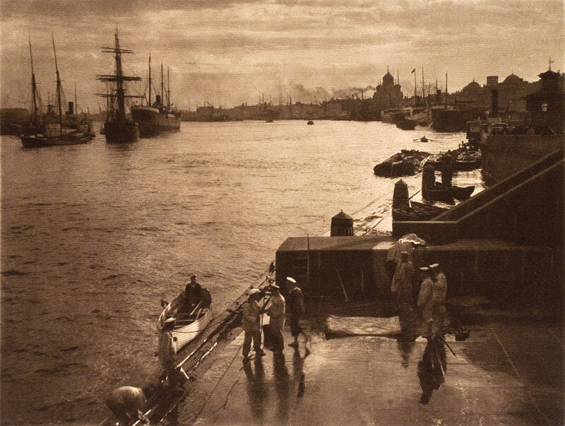 Port scene with ships and dock
