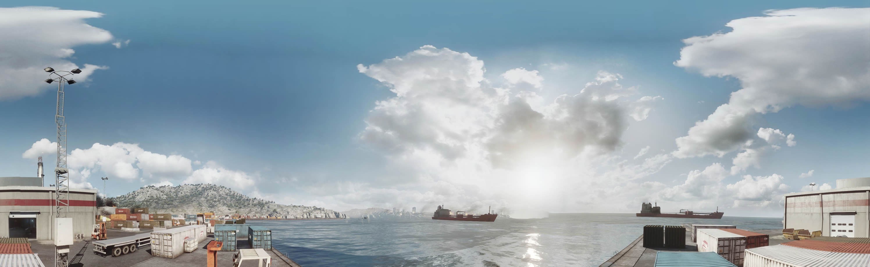 port with cargo ships and containers