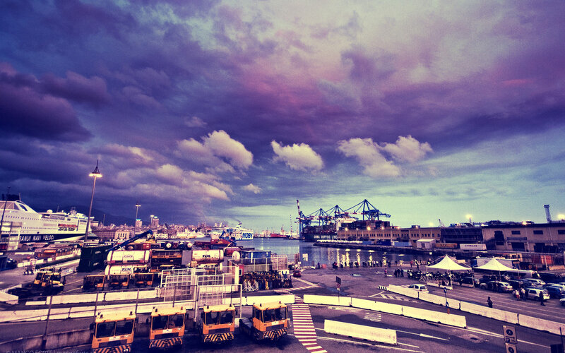 Port with Cargo Ships