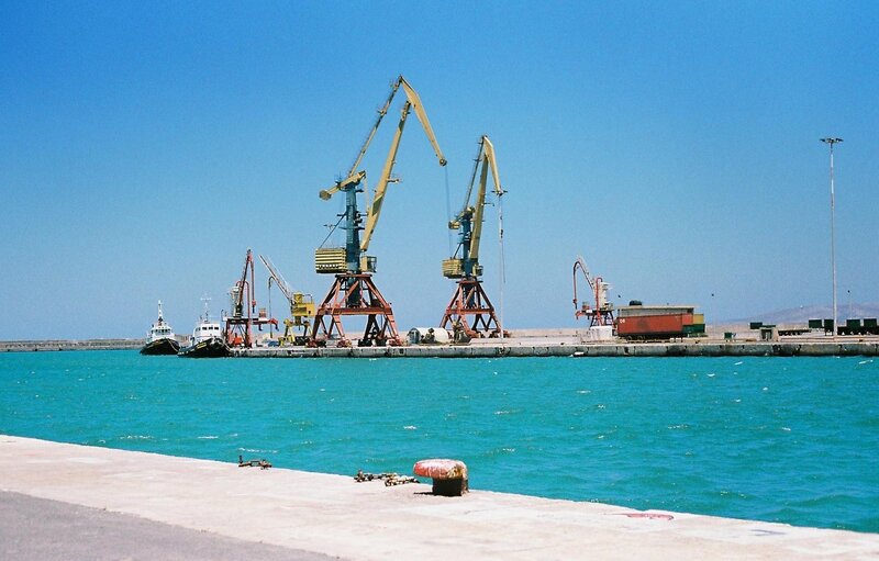 Port with cranes and boats