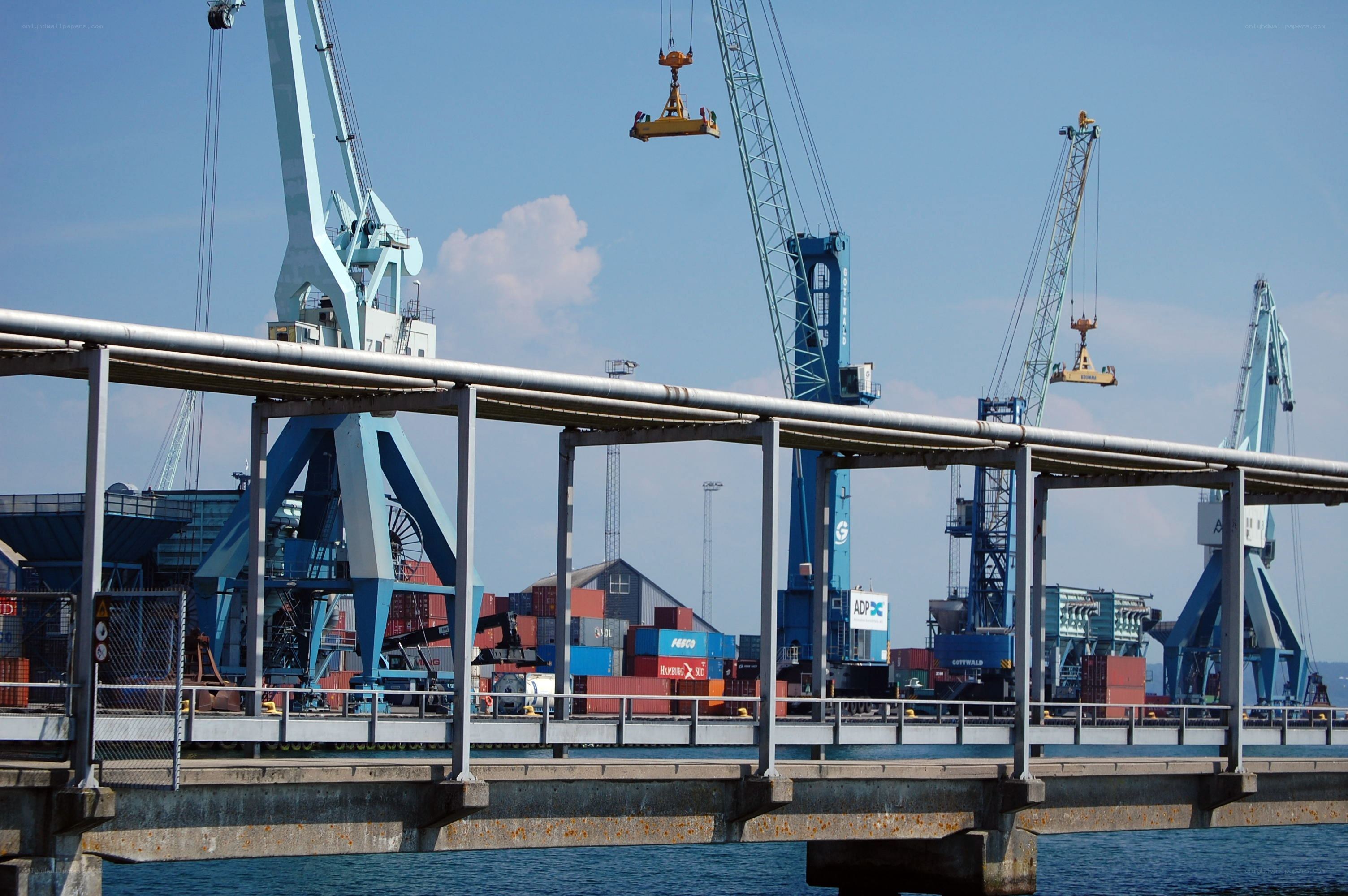 Port with cranes and containers