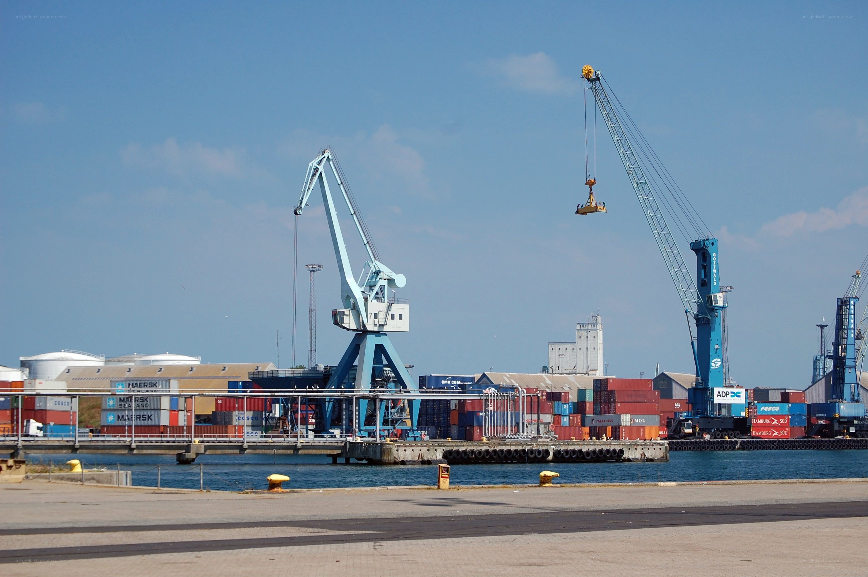 Port with cranes and containers