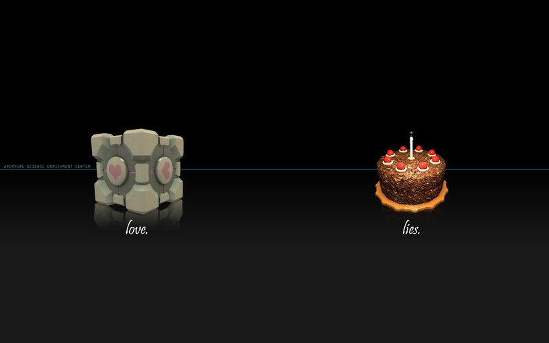Portal 2 cake and companion cube