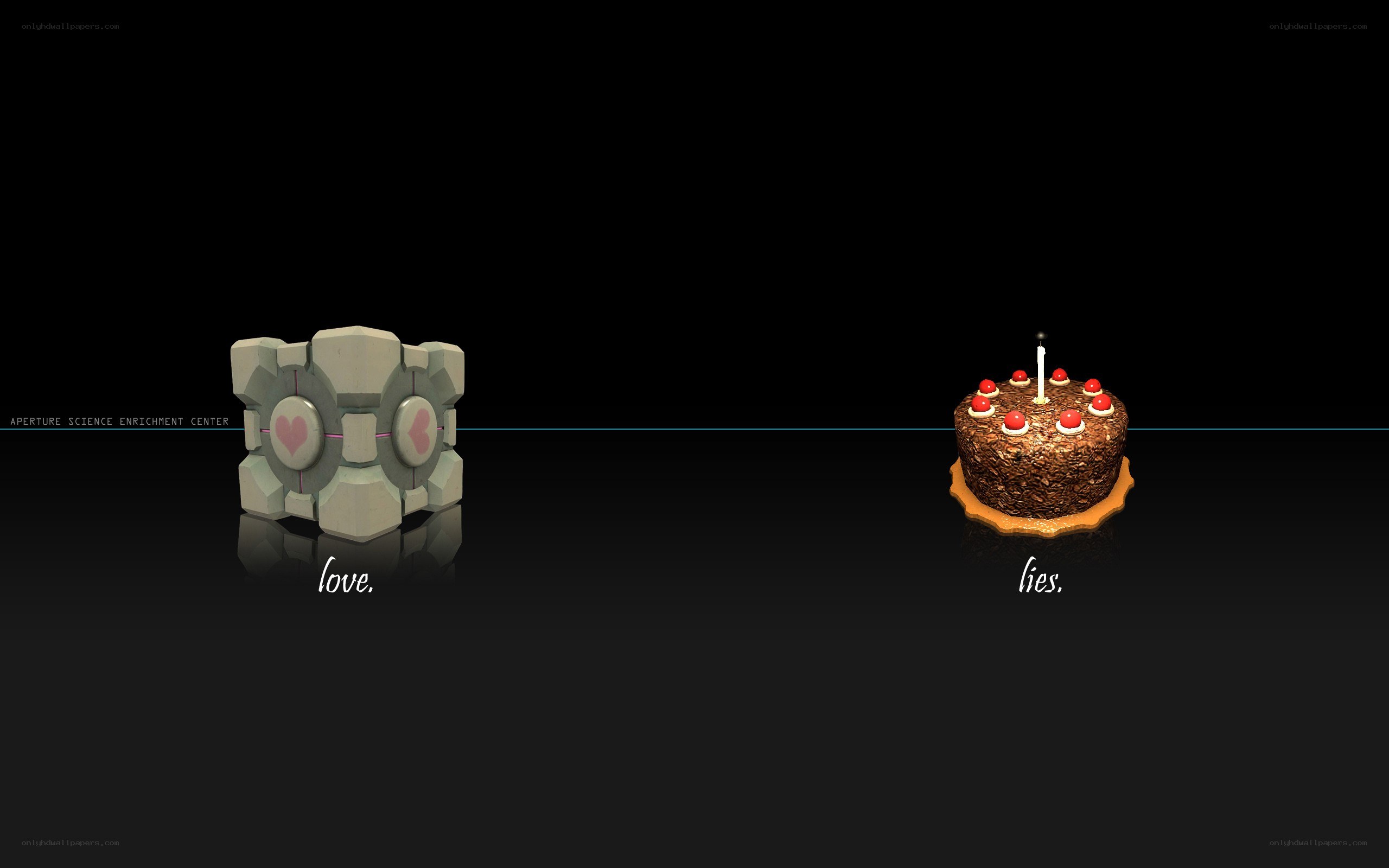Portal 2 cake and companion cube