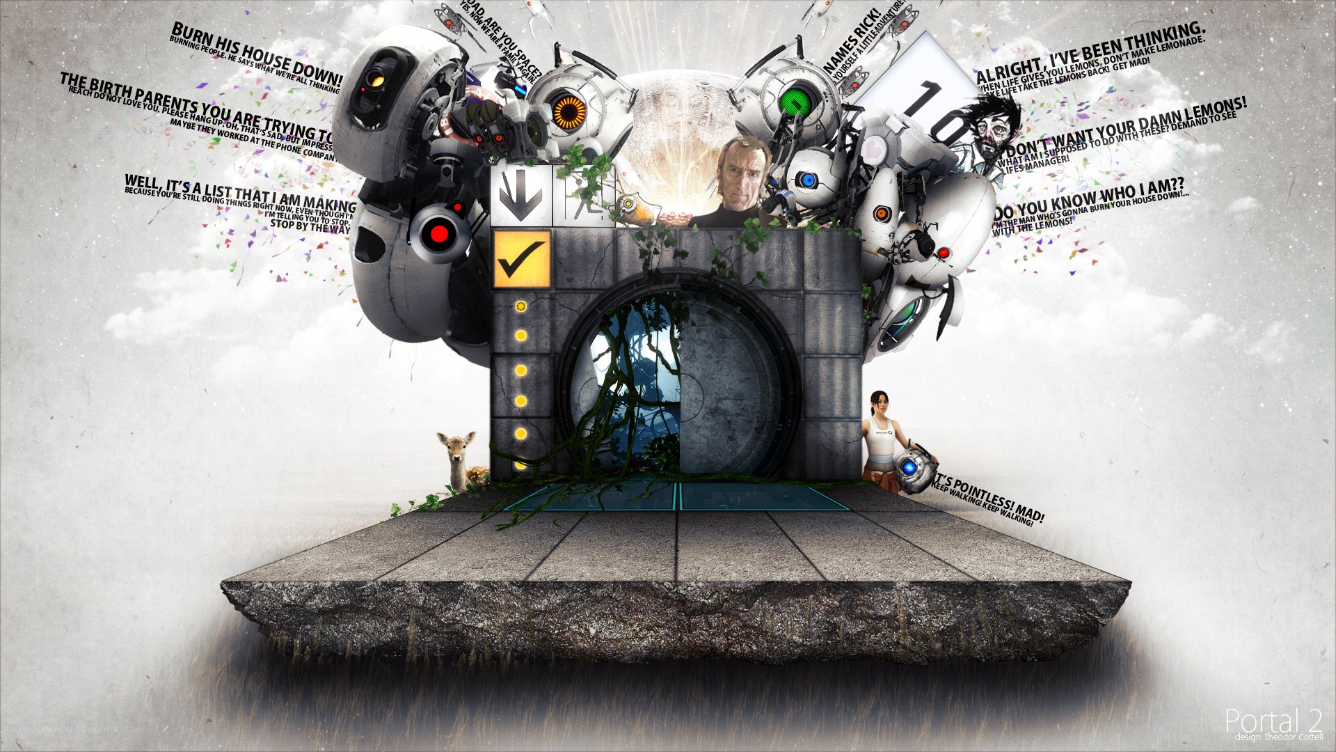Portal 2 game art collage