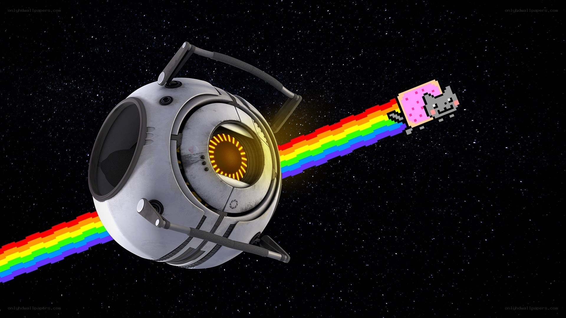 Portal 2 robot with Nyan Cat