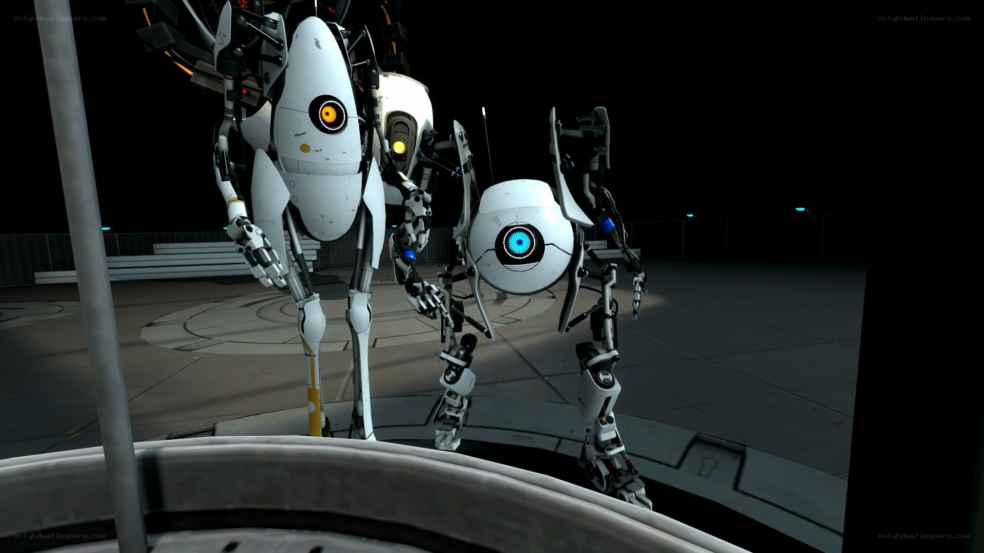 Portal 2 robots in a test chamber