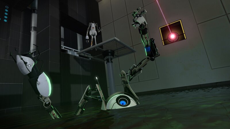 Portal 2 robots in flooded chamber