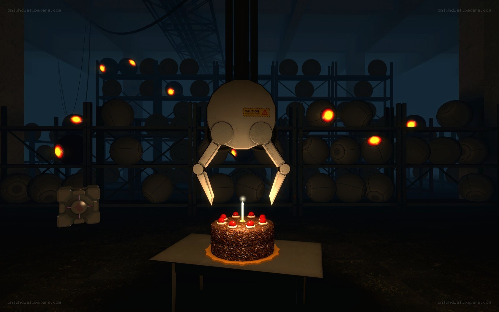Portal cake scene