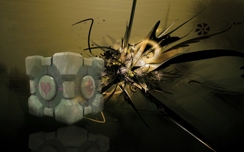Portal Companion Cube with abstract design