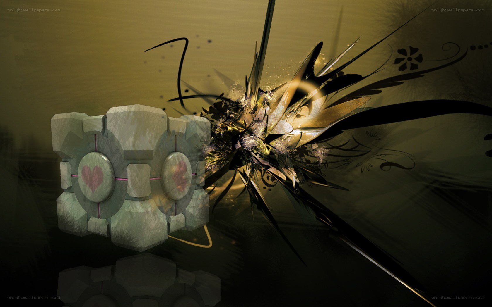 Portal Companion Cube with abstract design