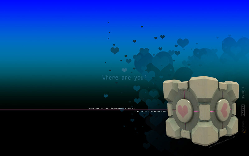 Portal Companion Cube with hearts