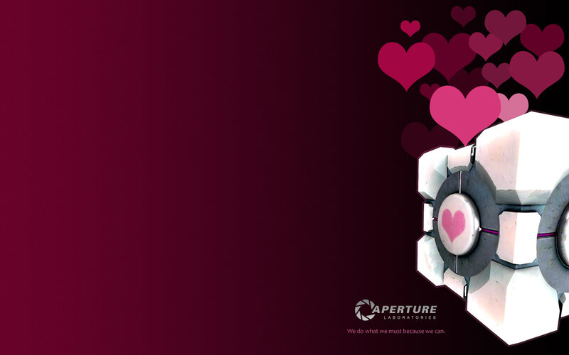 Portal Companion Cube with hearts