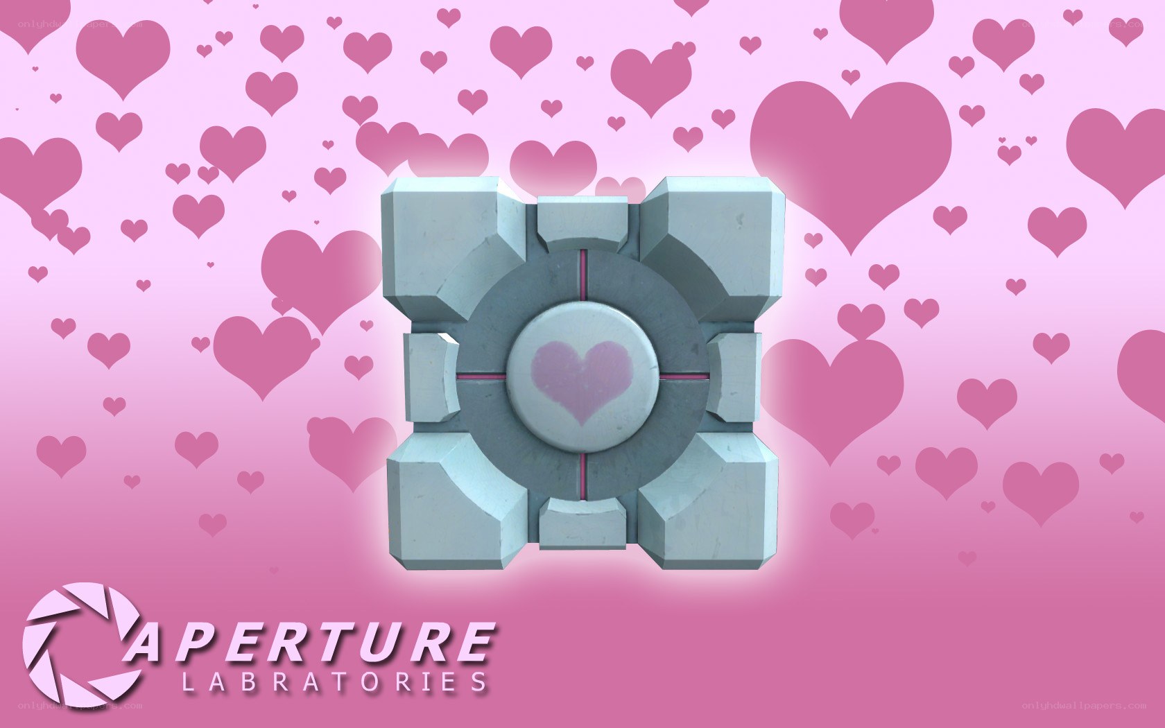 Portal Companion Cube with hearts
