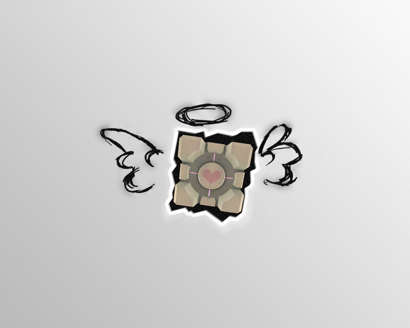 Portal Companion Cube with wings