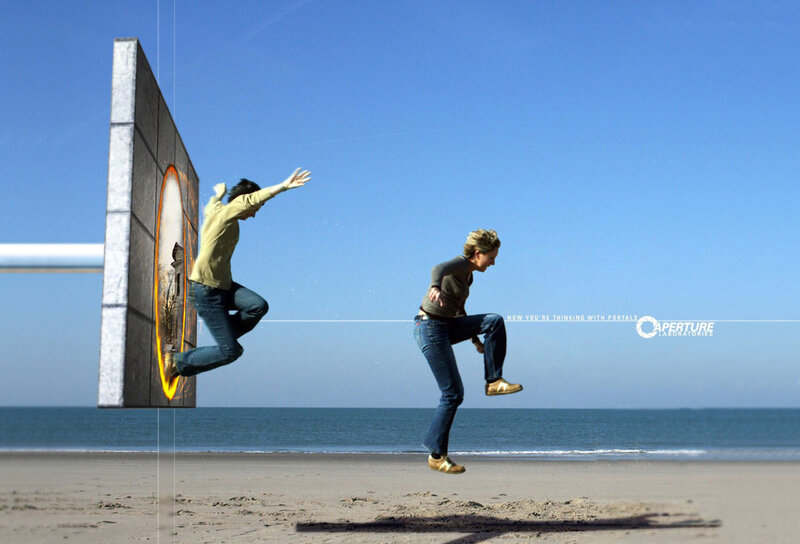 Portal concept on beach