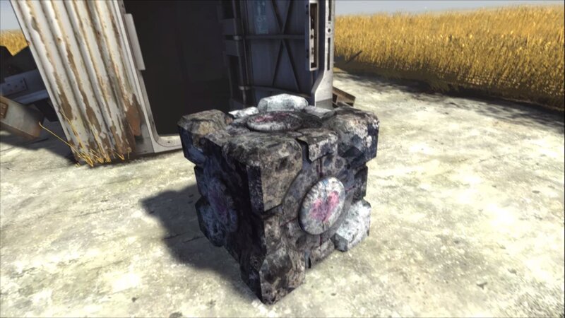 Portal cube in a field