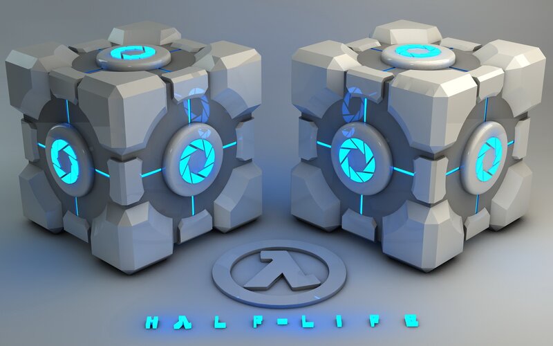 Portal cubes and logo