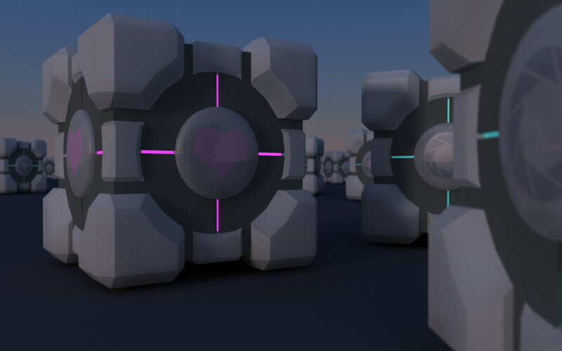 Portal cubes with heart symbols