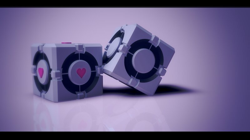 Portal cubes with heart symbols