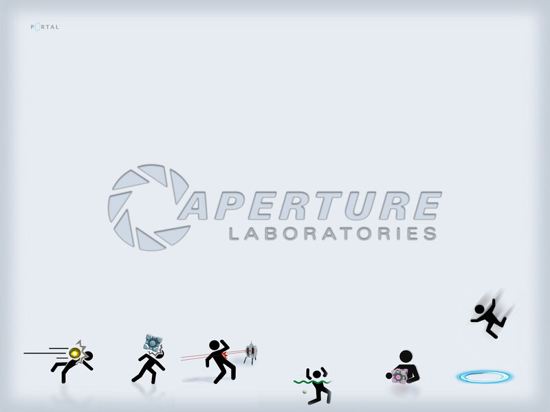 Portal game art with Aperture Labs logo