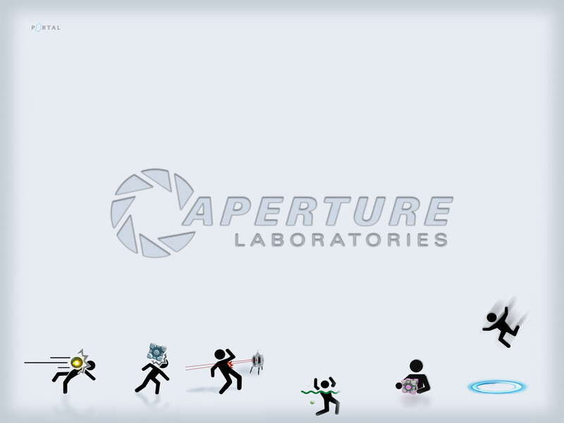 Portal game art with Aperture Labs logo