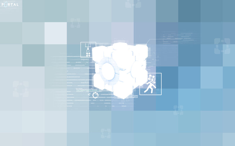 Portal game interface with cube