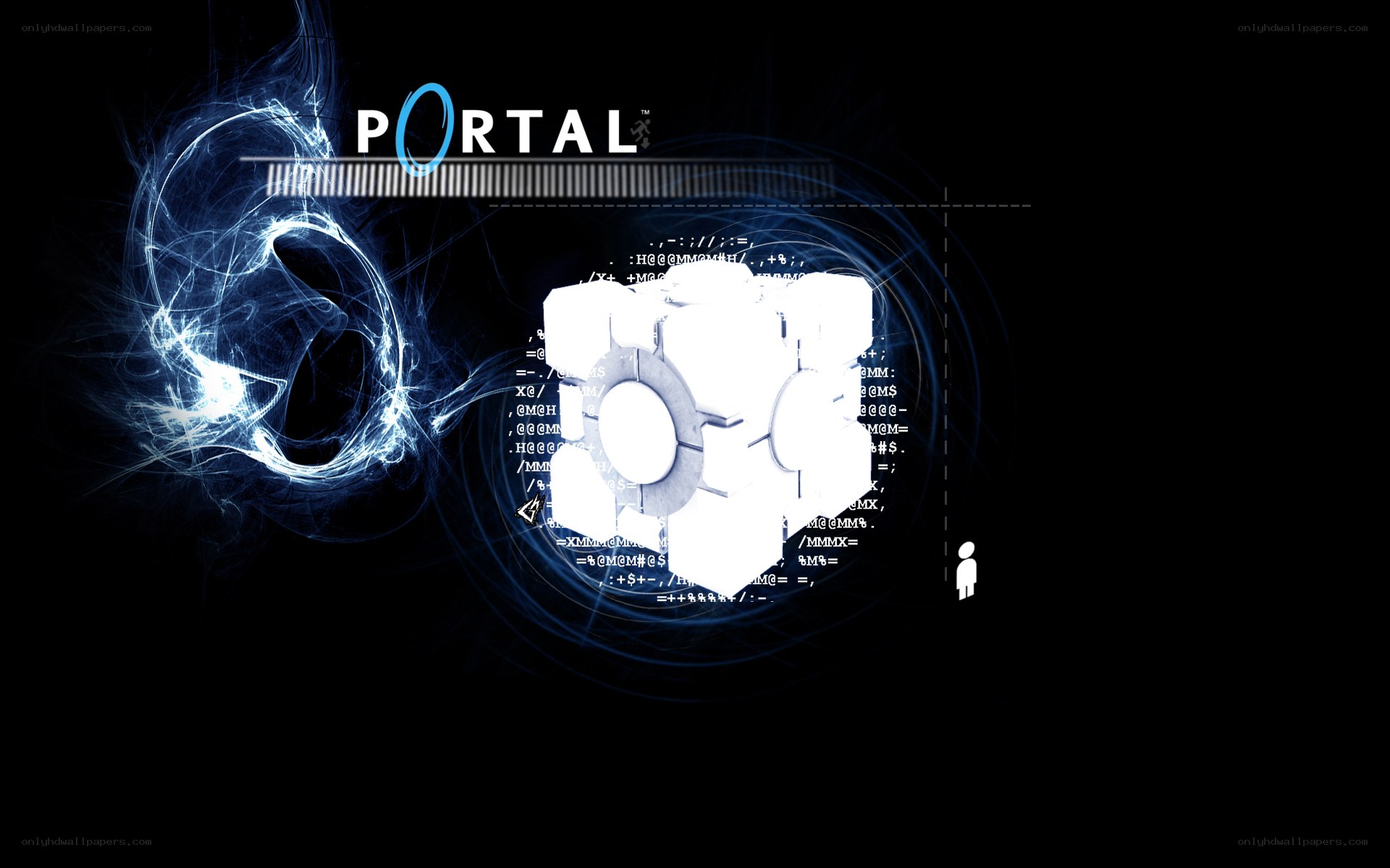 Portal game logo and cube