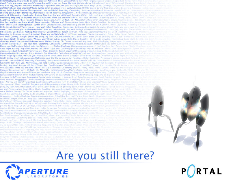 Portal game scene with text