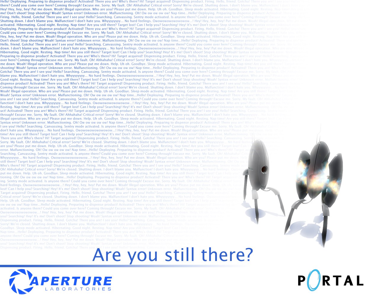 Portal game scene with text