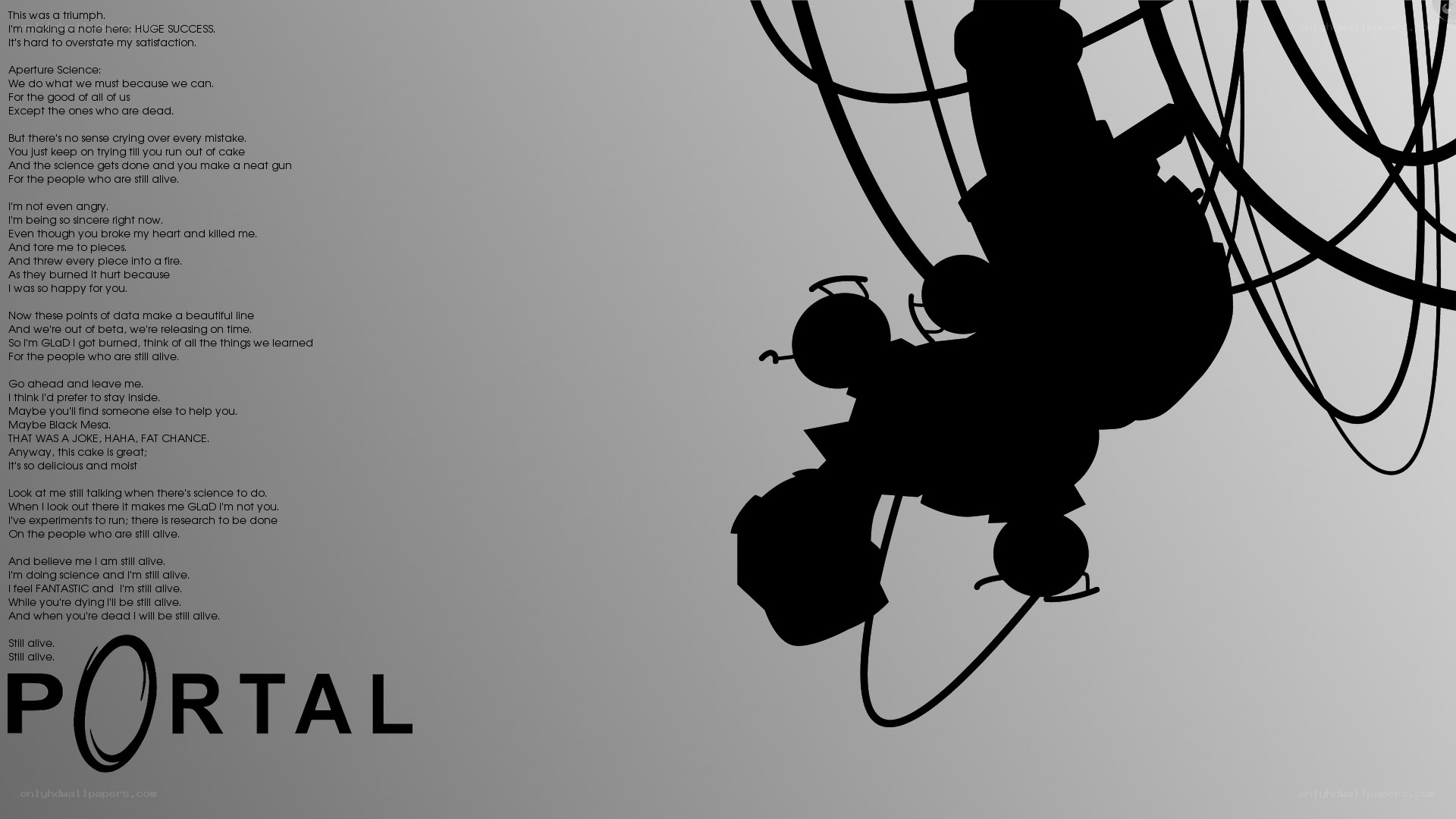 Portal game text and silhouette