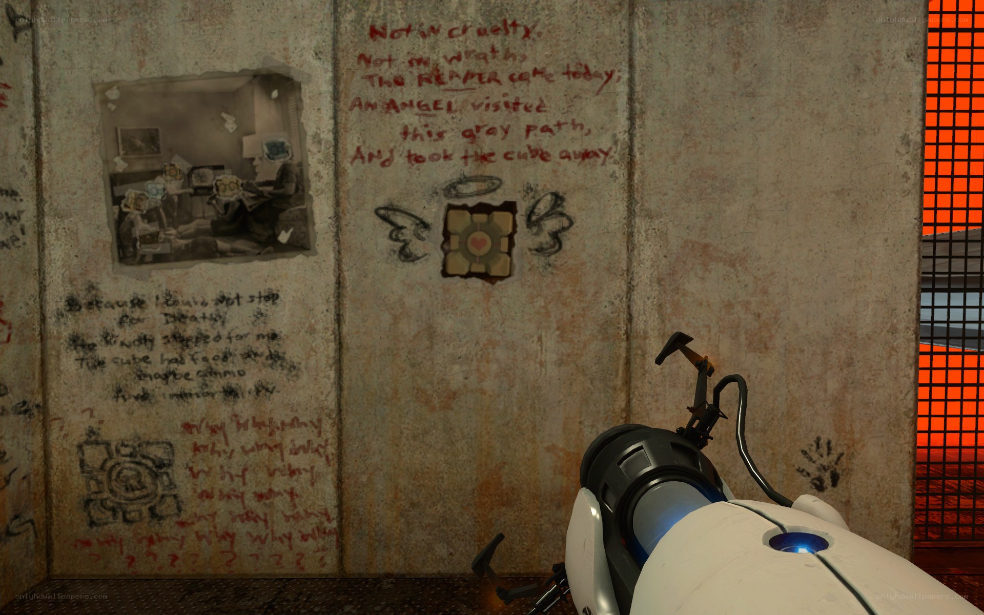 Portal game wall graffiti