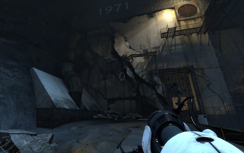 Portal gun in a damaged facility