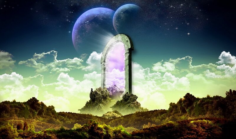 Portal in Alien Landscape — Purple, Fantastical