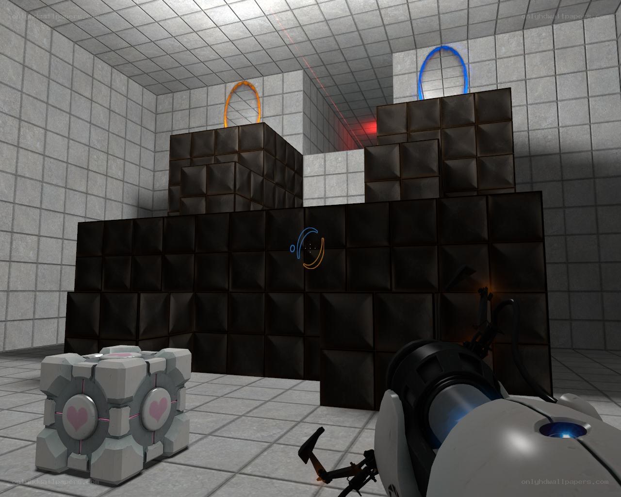 Portal puzzle room with cubes