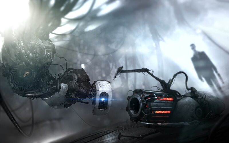 Portal robots in a foggy lab