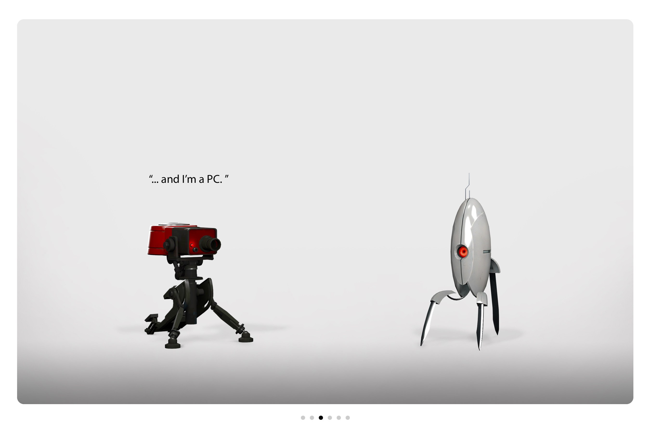 Portal robots in a white room
