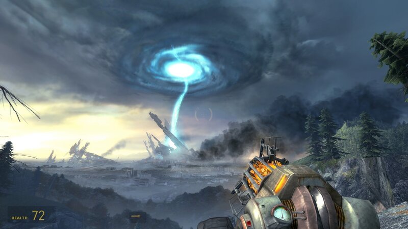 Portal storm over ruined city