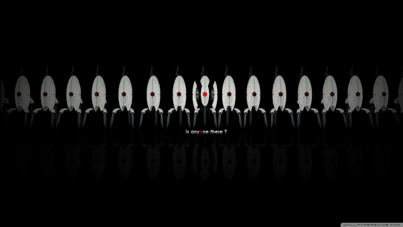 Portal turrets in a dark room