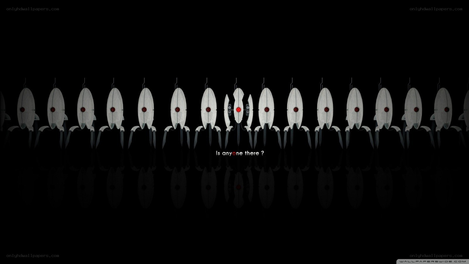 Portal turrets in a dark room