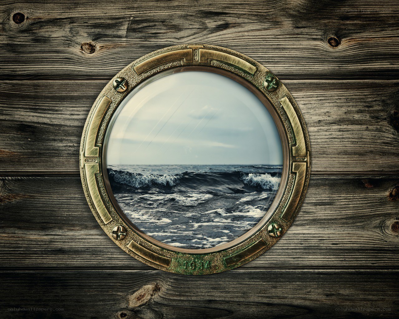 porthole view of ocean waves