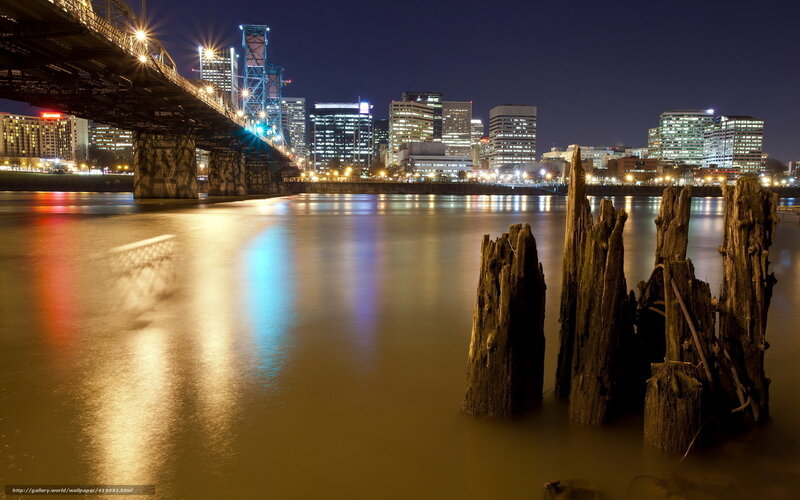 Portland city skyline at night