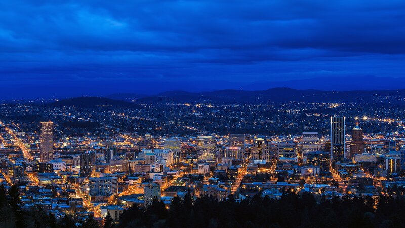 Portland City Skyline — Blue