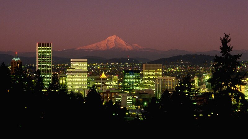 Portland City Skyline — Purple