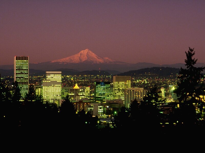 Portland cityscape at dusk